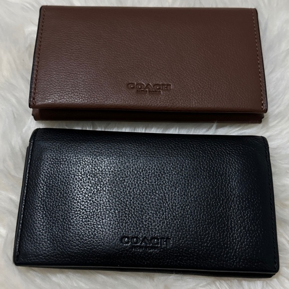 2-Pc. Coach Bi-fold Envelope Wallets (Black, Brown- Dark Saddle) - Picture 1 of 15